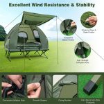 5-in-1 Tent Cot 2-Person Portable Outdoor Camping Tent Combo with Air Mattress Sleeping Bag & Sunshade - Image 7
